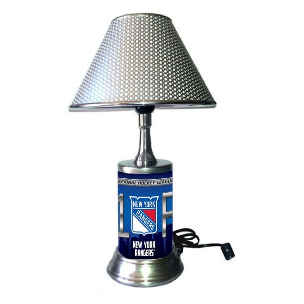 NY New York Rangers table lamp with chrome finish shade